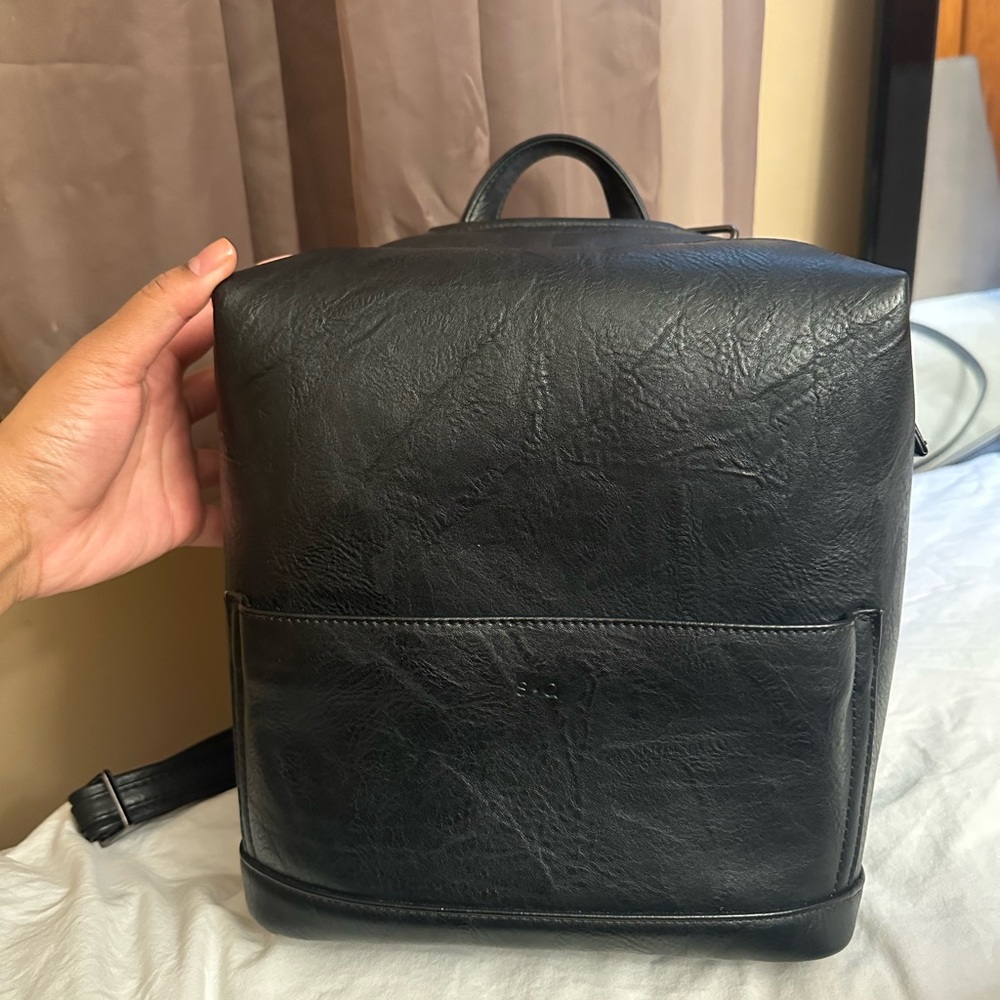 Black Backpack with Long Strap